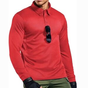 MIER Red Polo Long Sleeve Shirt Men's Sze XL Performance Tactical UPF 50 Utility